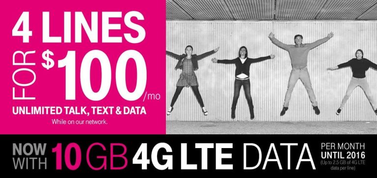 T-Mobile Offering 4 Lines for $100 Per Month ($25 Per Line!)