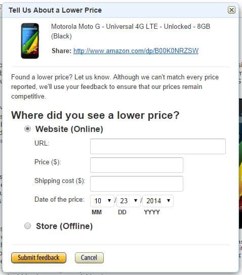 Amazon Price Match Step 2