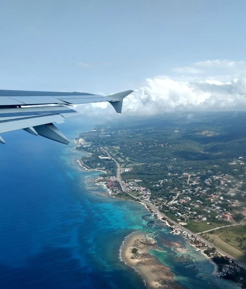 On the plane leaving Jamaica